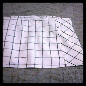 Cream & Black plaid Plus Size short skirt